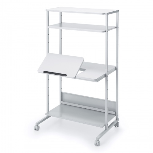 パソコンラック（チルト天板・5段階角度調整・幅80×D60×H140cm・キャスター付き）