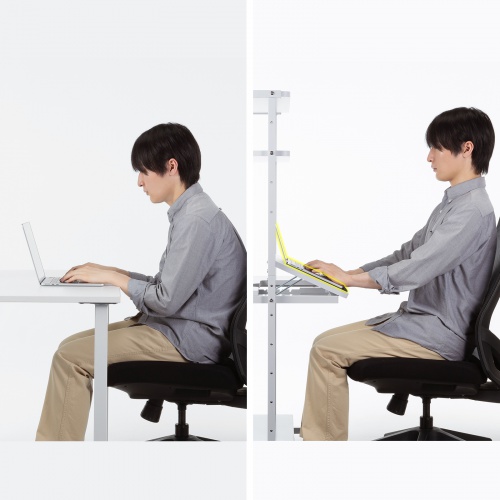 パソコンラック（チルト天板・5段階角度調整・幅80×D60×H140cm・キャスター付き）