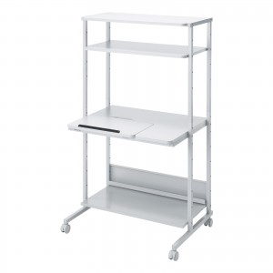 パソコンラック（チルト天板・5段階角度調整・幅80×D60×H140cm・キャスター付き）