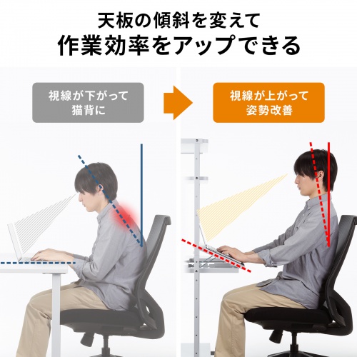 パソコンラック（チルト天板・5段階角度調整・幅80×D60×H140cm・キャスター付き）