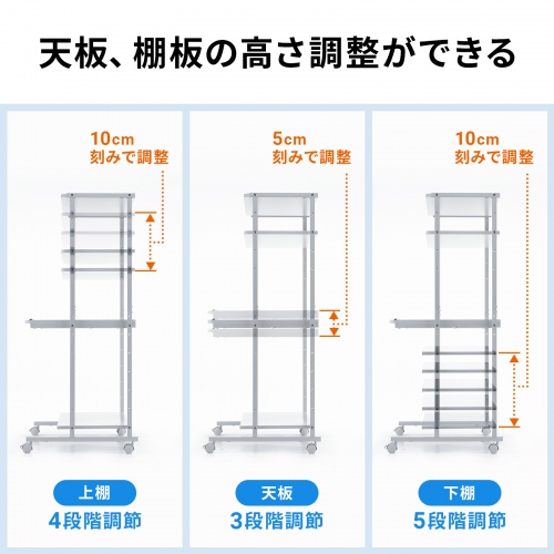 パソコンラック（チルト天板・5段階角度調整・幅80×D60×H140cm・キャスター付き）