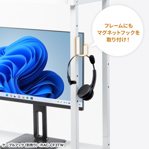 パソコンラック（チルト天板・5段階角度調整・幅80×D60×H140cm・キャスター付き）