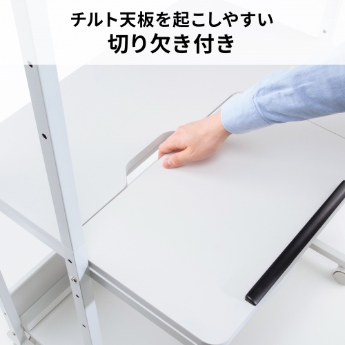 パソコンラック（チルト天板・5段階角度調整・幅80×D60×H140cm・キャスター付き）