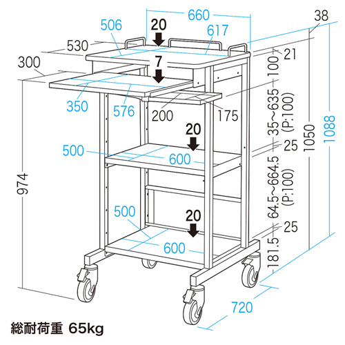 移動式機器設置カート RAC-FA5 サンワサプライ【代引き不可商品】