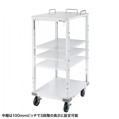 プリンタカート（プリンタ台・作業台・移動式ワゴン・大型キャスター・幅45×奥行き60×高さ80～100cm）