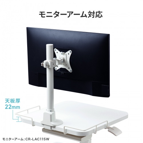 上下昇降式ナースカート（電子カルテカート・小型・医療用カート・昇降式カート・電子カルテ対応・トレー2段・静音キャスター付き）