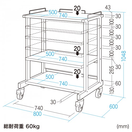 【アウトレット･訳あり・セール】マルチカート（ハイスタンドラック・立ち作業・高さ調節）