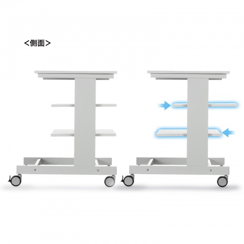 マルチカート（ラベルプリンタカート・プリンタ台・作業台・移動式ワゴン・ピッキングカート・バッテリー・計測機器・ナイロンキャスター・幅60×奥行き60.6×高さ70cm）