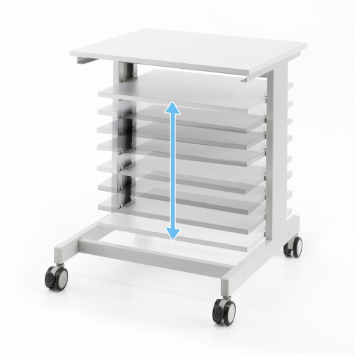 マルチカート（ラベルプリンタカート・プリンタ台・作業台・移動式ワゴン・ピッキングカート・バッテリー・計測機器・ナイロンキャスター・幅60×奥行き60.6×高さ70cm）