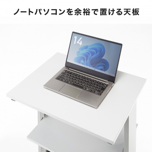 マルチカート（ラベルプリンタカート・プリンタ台・作業台・移動式ワゴン・ピッキングカート・バッテリー・計測機器・ナイロンキャスター・幅60×奥行き60.6×高さ70cm）