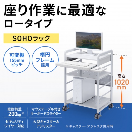 パソコンラック（SOHOラック・ラック・W638×H1020mm・オフィス向け