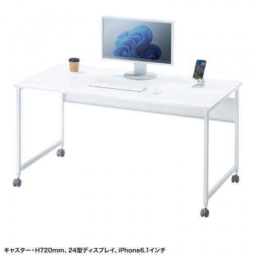 パソコンデスク（W1400・ホワイト・オフィスデスク・シンプルデスクフレキシブルデスク） SH-FX1470W サンワサプライ