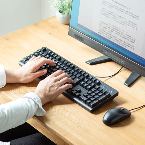 キーボード（抗菌・防水・防塵タイプ・日本語109・メンブレン・ブラック）