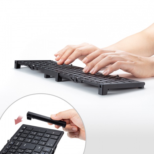 折りたたみBluetoothキーボード（テンキー付き・フルキーボード・充電式・104キー日本語配列・iPhone15・iPhone15plus・ブラック） SKB-BT35BK サンワサプライ