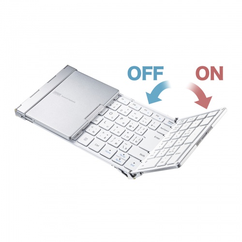 折りたたみBluetoothキーボード（テンキー付き・フルキーボード・充電式・104キー日本語配列・iPhone15・iPhone15plus。ホワイト） SKB-BT35W サンワサプライ