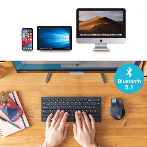 Bluetoothキーボード（スリム・抗菌仕様・薄型・コンパクト・iPhone15対応・iPhone15plus対応・ブラック） SKB-BT36BK サンワサプライ