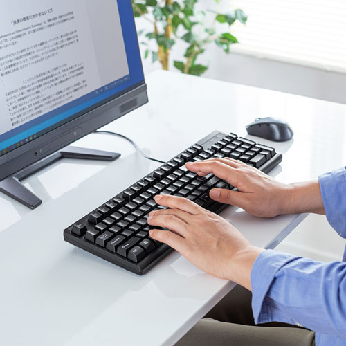 英語USBキーボード（標準英語配列104キーボード・レーザー刻印キー・高耐久設計・ブラック）