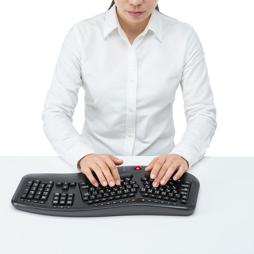 エルゴノミクスキーボード(ワイヤレス・トラックボール・メンブレン・USB接続)