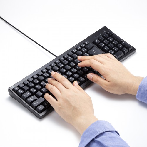 キーボード（USB2.0ハブ2ポート付き・コンパクト・テンキー付き・ブラック）SKB-KG2UH2BK