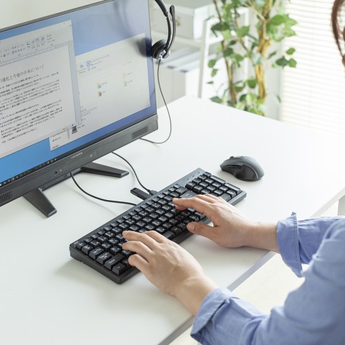 USBキーボード（USB3.2 Gen1・USB2.0ポート付き・コンパクト・テンキー付き・ブラック）