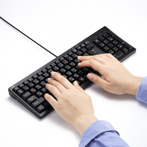 USBキーボード（USB3.2 Gen1・USB2.0ポート付き・コンパクト・テンキー付き・ブラック）