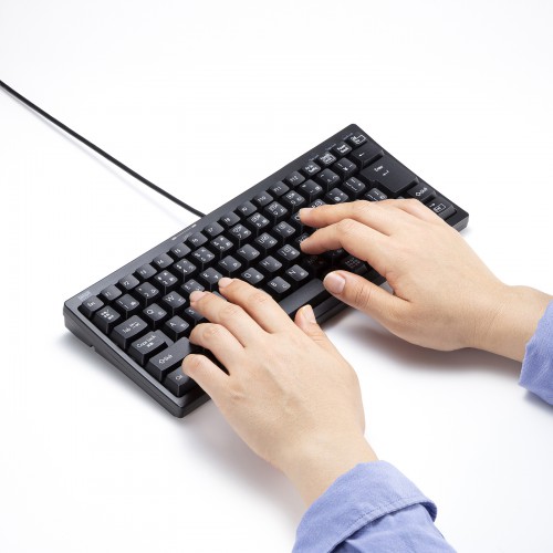 キーボード（コンパクト・メンブレン・有線・USBハブ2ポート付き・テンキーなし・おすすめ・ブラック） SKB-KG3UH2BK サンワサプライ