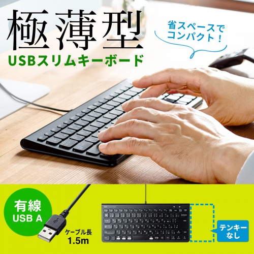 キーボード(コンパクト・パンタグラフ・有線・スリム・おすすめ・USB・ブラック) SKB-SL32BK サンワサプライ