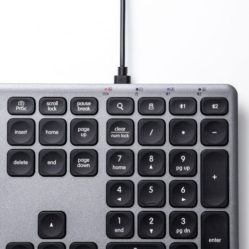 Bluetoothキーボード（USB充電式・ワイヤレス・BT＆ USB Aレシーバー・マルチペアリング・2.4GHz・日本語配列・パンタグラフ式・ブラック）