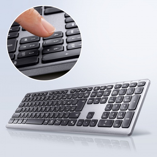 Bluetoothキーボード（USB充電式・ワイヤレス・BT＆ USB Aレシーバー・マルチペアリング・2.4GHz・日本語配列・パンタグラフ式・ブラック）