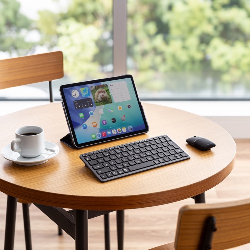 Bluetooth＋2.4Gコンボキーボード（USB充電式・ワイヤレス・BT＆ USB Aレシーバー・テンキーレス・マルチペアリング・2.4GHz・日本語配列・パンタグラフ式・コンパクト・ブラック））