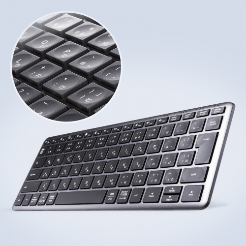 Bluetooth＋2.4Gコンボキーボード（USB充電式・ワイヤレス・BT＆ USB Aレシーバー・テンキーレス・マルチペアリング・2.4GHz・日本語配列・パンタグラフ式・コンパクト・ブラック））