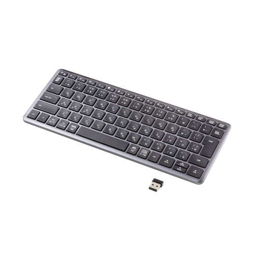 Bluetooth＋2.4Gコンボキーボード（USB充電式・ワイヤレス・BT＆ USB Aレシーバー・テンキーレス・マルチペアリング・2.4GHz・日本語配列・パンタグラフ式・コンパクト・ブラック））