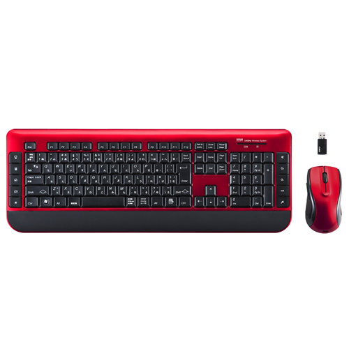 サンワサプライ】ワイヤレスマウスキーボード（レッド） SKB-WL18SETR