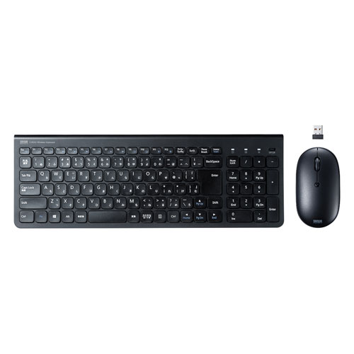 キーボード（マウス付き・無線・ワイヤレス・テンキー付き・静音・USB接続・パンタグラフ・ブラック）