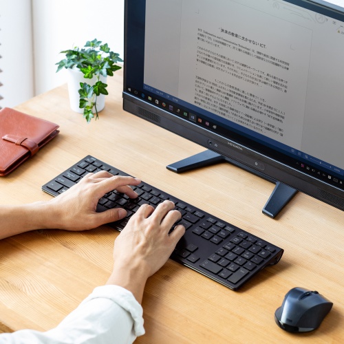 キーボード（ワイヤレス・無線・パンタグラフ式・スリム・ショートカットキーつき・ブラック）