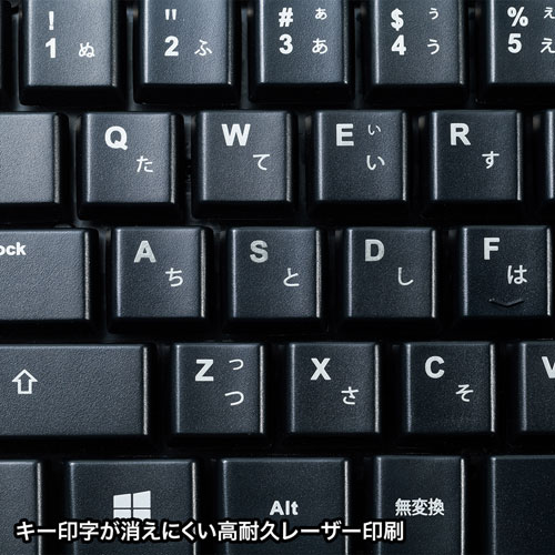 マウス付きキーボード（ワイヤレス・無線・中型・4ボタン・ブルーLED・メンブレン・ブラック）