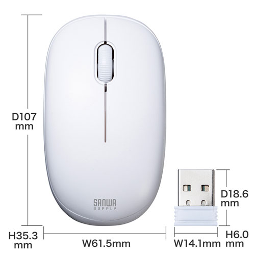 マウス付きキーボード（ワイヤレス・無線・中型・4ボタン・ブルーLED・メンブレン・ホワイト）