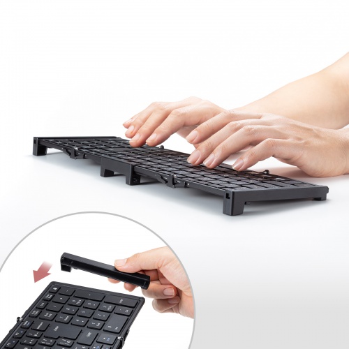 折りたたみワイヤレスキーボード（テンキー付き・フルキーボード・充電式・104キー日本語配列・ブラック）SKB-WL35BK