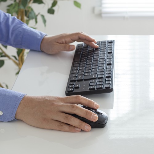 ワイヤレス静音キーボードマウスセット（テンキーなし・静音・2.4GHzワイヤレス・USB A・乾電池）