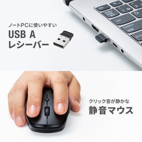 ワイヤレスキーボード マウスセット（テンキー付き・USB A レシーバー・メンブレン・コンパクト・フルキーボード・乾電池式・Copilotキー・ブラック）