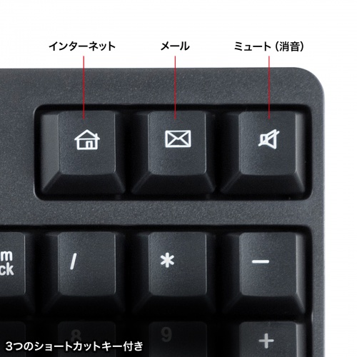 ワイヤレスキーボード（USB Aレシーバー・テンキー付き・メンブレン・コンパクト・フルキーボード・乾電池式・Copilotキー・ブラック）