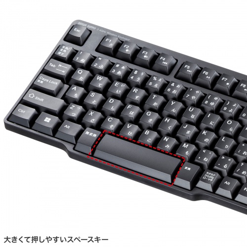 ワイヤレスキーボード マウスセット（テンキー付き・USB-C レシーバー・メンブレン・コンパクト・フルキーボード・乾電池式・Copilotキー・ブラック）