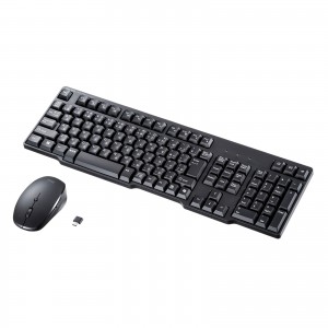 ワイヤレスキーボード マウスセット（テンキー付き・USB-C レシーバー・メンブレン・コンパクト・フルキーボード・乾電池式・Copilotキー・ブラック）
