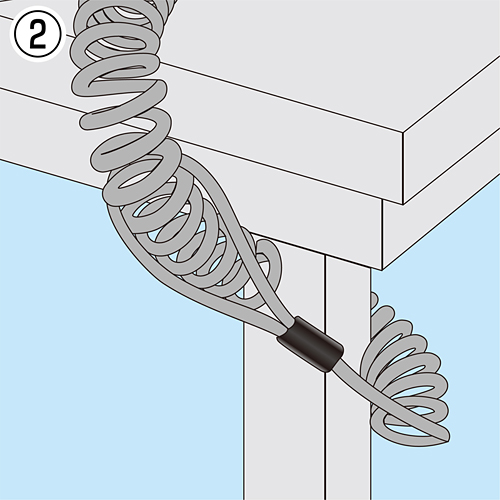 ワイヤーがカールコードで伸縮可能な、カールコードセキュリティ SL-52 サンワサプライ