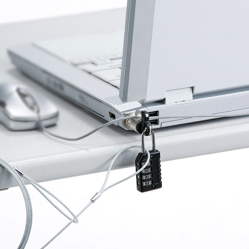 PCやマウス・テンキーなども同時にロックして盗難防止。パソコンセキュリティワイヤーロック（ダイヤル錠タイプ） SL-60 サンワサプライ