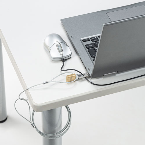 セキュリティワイヤー・南京錠（NobleWedgeスロット対応・ワイヤー径2.2㎜）