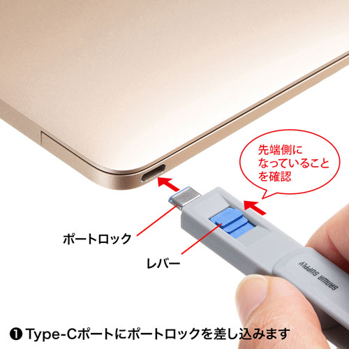 タイプCポートロック（eセキュリティ・物理・ポートロックセット） SLE-46S-BL サンワサプライ