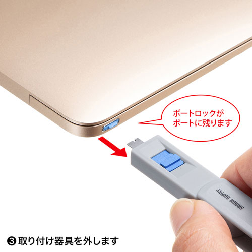 タイプCポートロック（eセキュリティ・物理・ポートロックセット） SLE-46S-BL サンワサプライ