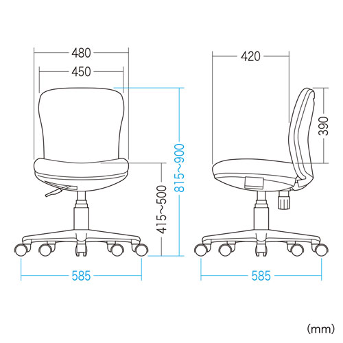オフィスチェア（ミドルバック・成型ウレタン・モールドウレタン・ブラック） SNC-021KBK2 サンワサプライ