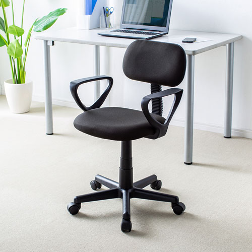 オフィスチェア（OAチェア・ローバック・スタンダード・リーズナブル・肘付・ブラック）サンワサプライ SNC-A1ABK